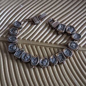 Victorian Rivival Gold and Silver Women's Bracelet Vintage Cameo